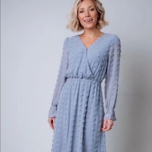 Baltic Born Paisley Dot Powder Blue Midi Dress NWT XL